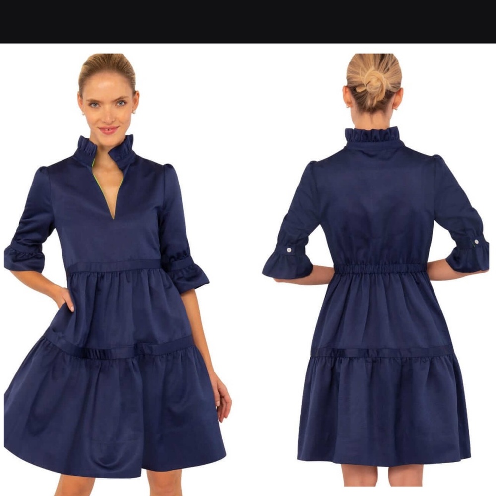 GRETCHEN SCOTT ULTRA SUEDE TEARDROP DRESS NAVY NWT SIZE LARGE